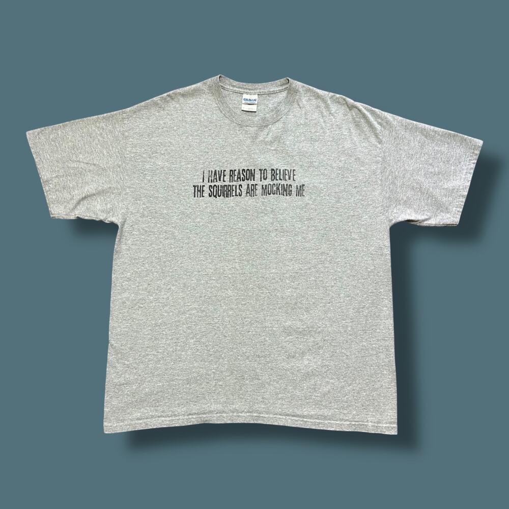 Vintage Funny Shirt Squirrels Mocking y2k Graphic Tee Sarcasm Humor Gray XL
